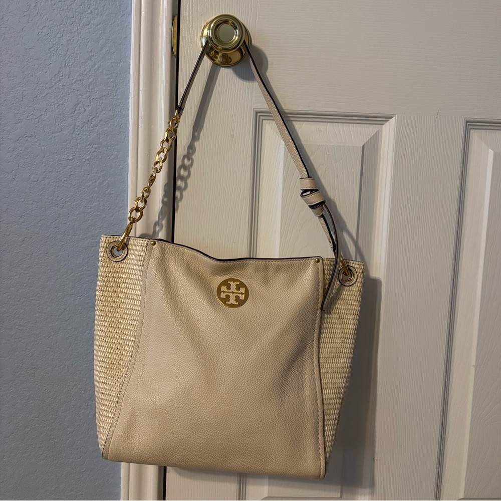 Tory Burch Cream and Gold Shoulder Bag